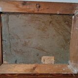 peinture de paysage à l'huile sur carton, cadre ancien du début des années