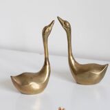 Pair of vintage brass swans