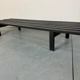 XL Vintage MCM Martin Visser black slat bench coffee table, 1960s