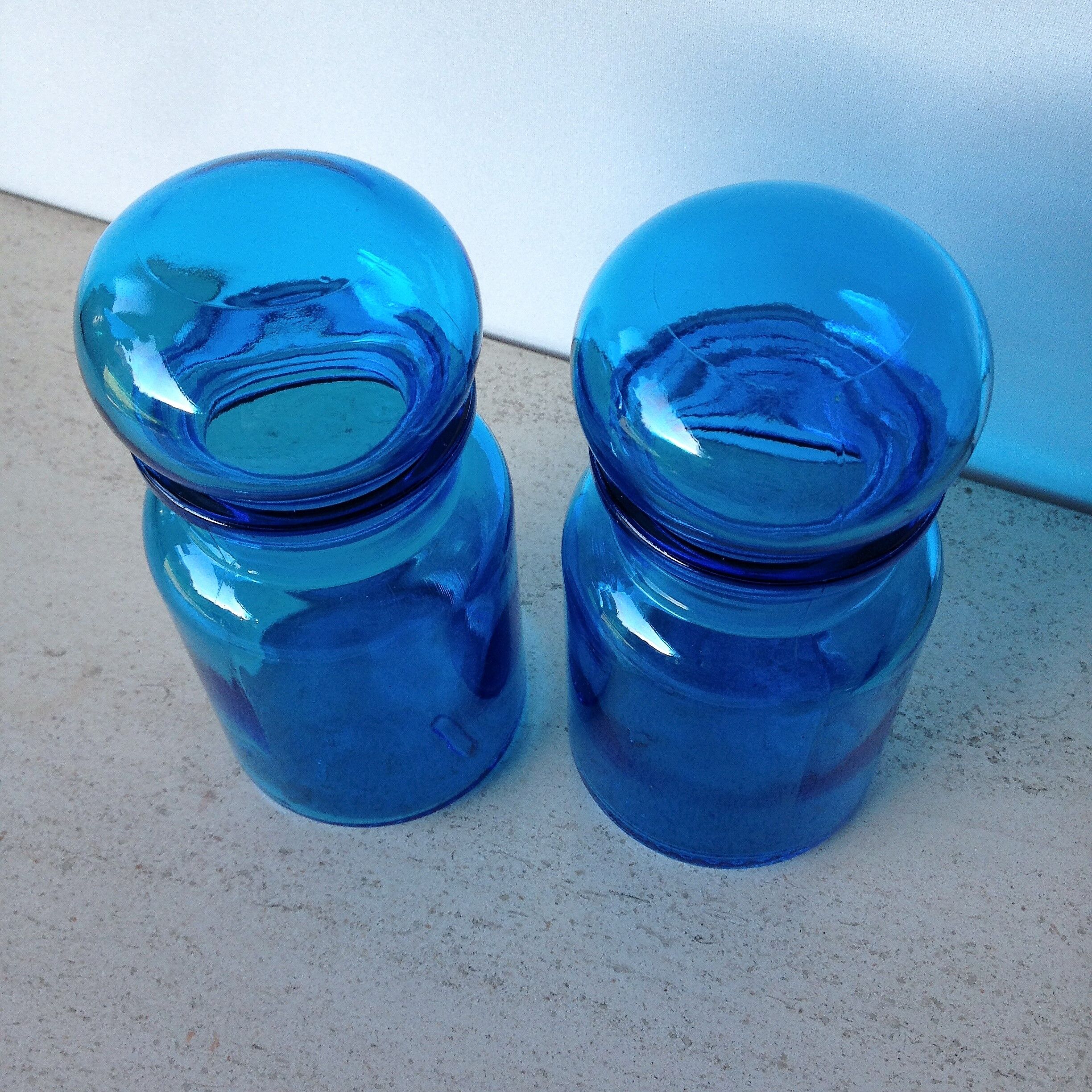 Pair of blue apothecary jars