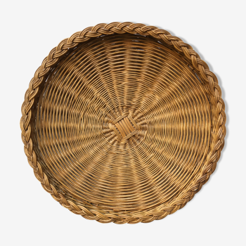 Round wicker tray