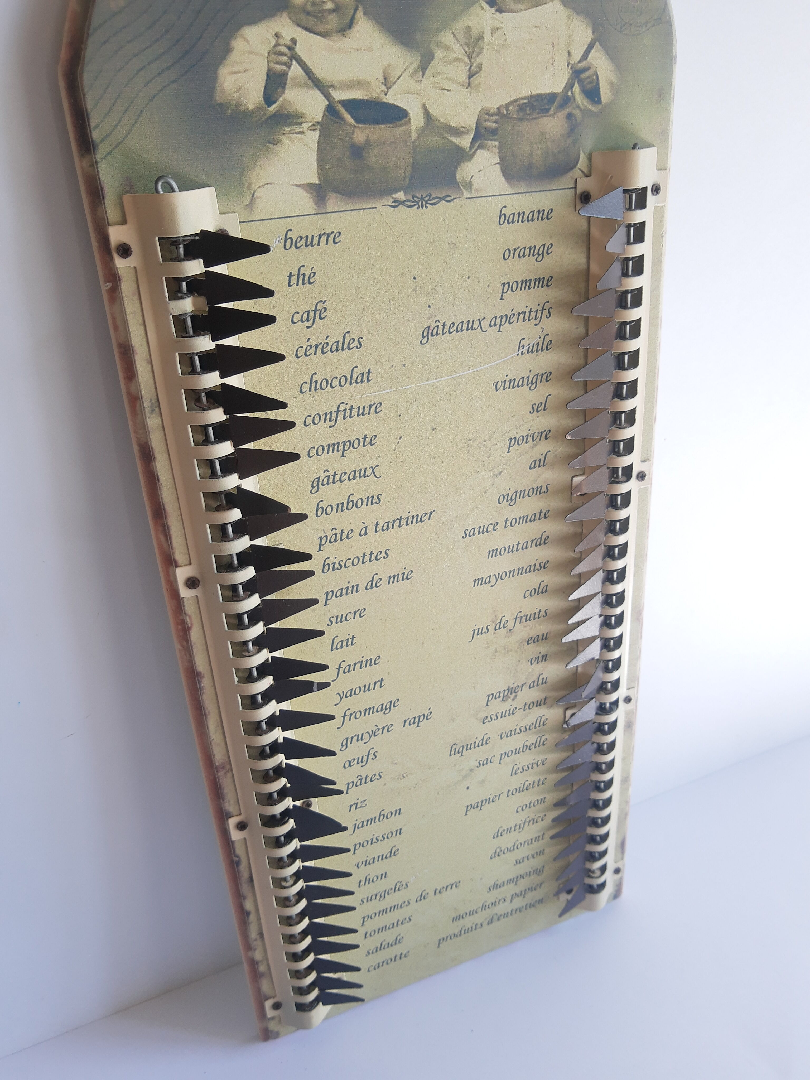 Vintage wooden organizer shopping list