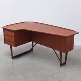 Freestanding 'Boomerang' desk in teak by Peter Løvig Nielsen, 1968