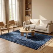 Large traditional handmade pure wool Berber rug 3/4 m