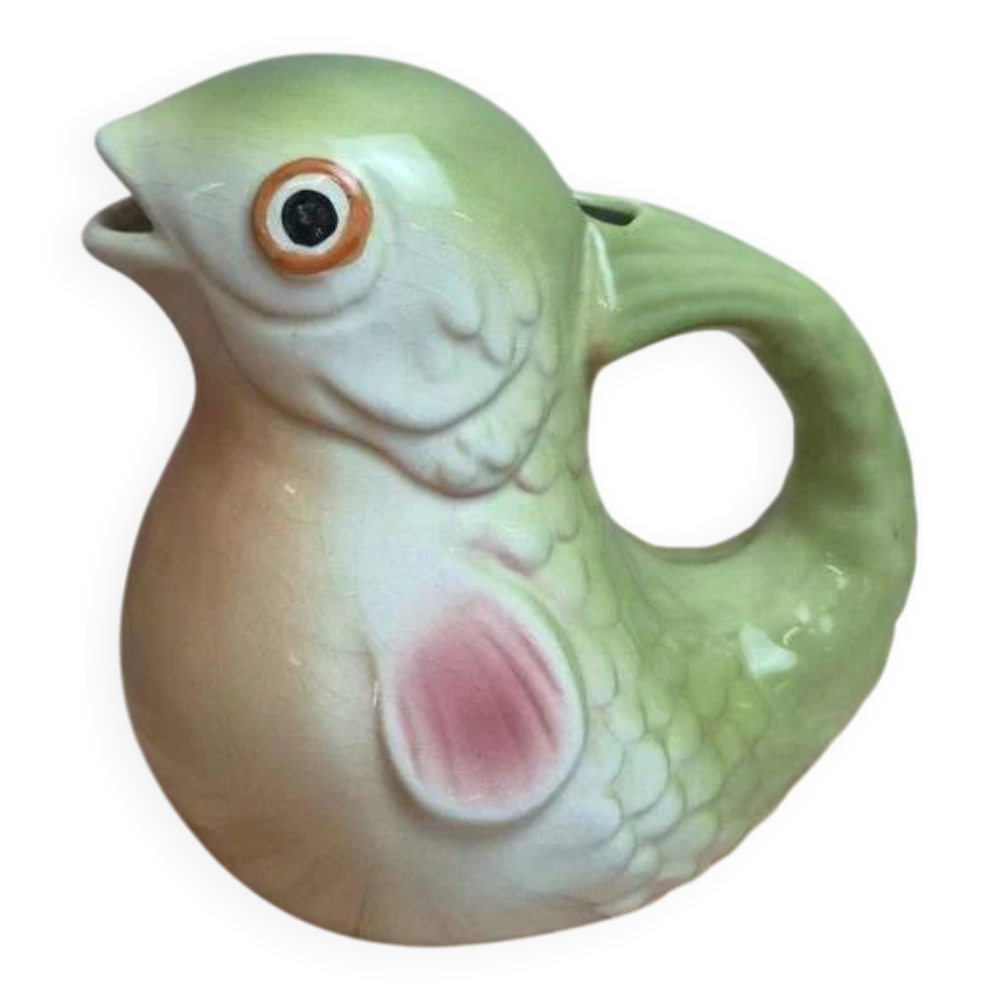 Vintage polychrome fish jug – Zoomorphic carafe