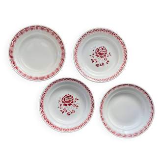 Assiette rose x4