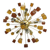 Light-amber and dark-amber cube murano glass sputnik chandelier by simoeng