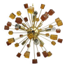 Lustre spoutnik en verre spoutnik en verre de murano ambre clair et ambre foncé par simoeng