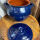 Casserole, enamelled refractory clay pot.