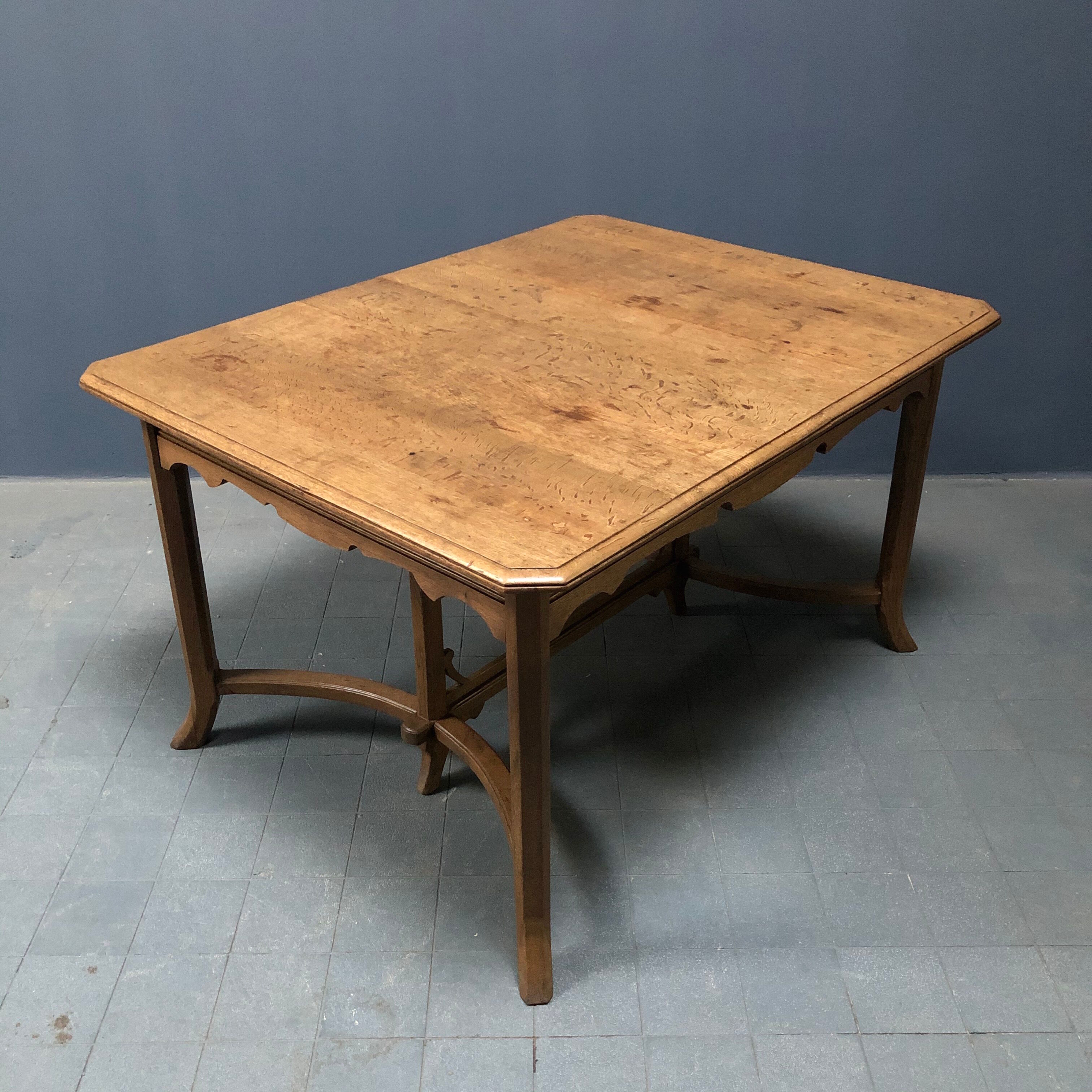 Dutch oak kitchen table in art deco style from the 1930s