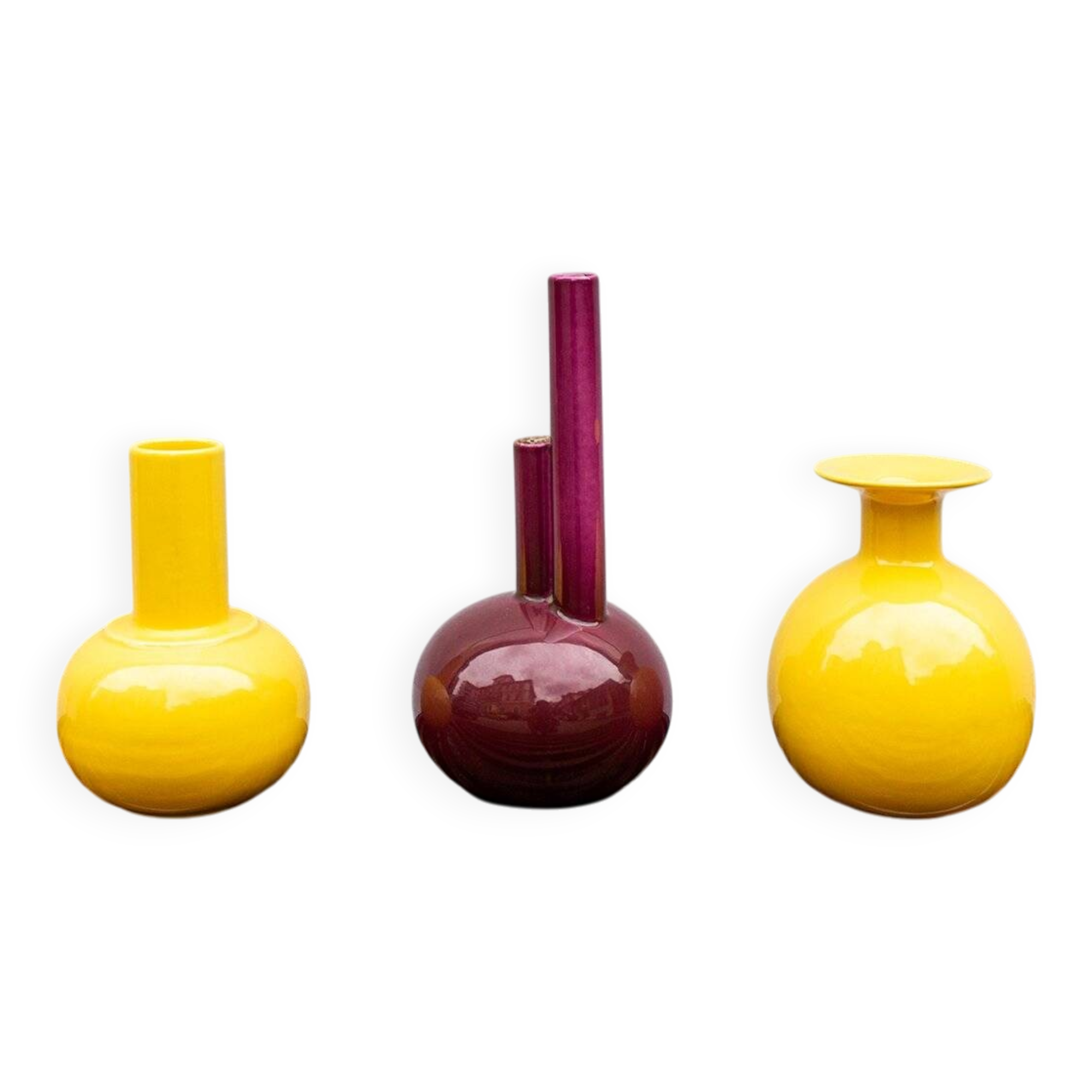 Ceramic vase from SIC and viola vase from SC3 Italia, 1960s, set of 3