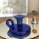Persian blue blown glass candle holder