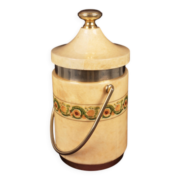 Seau à glace / thermos Aldo Tura Mod. 1225D en parchemin de chèvre, Italie 1970.