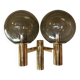 Applique double Ott International en laiton et verre fumé