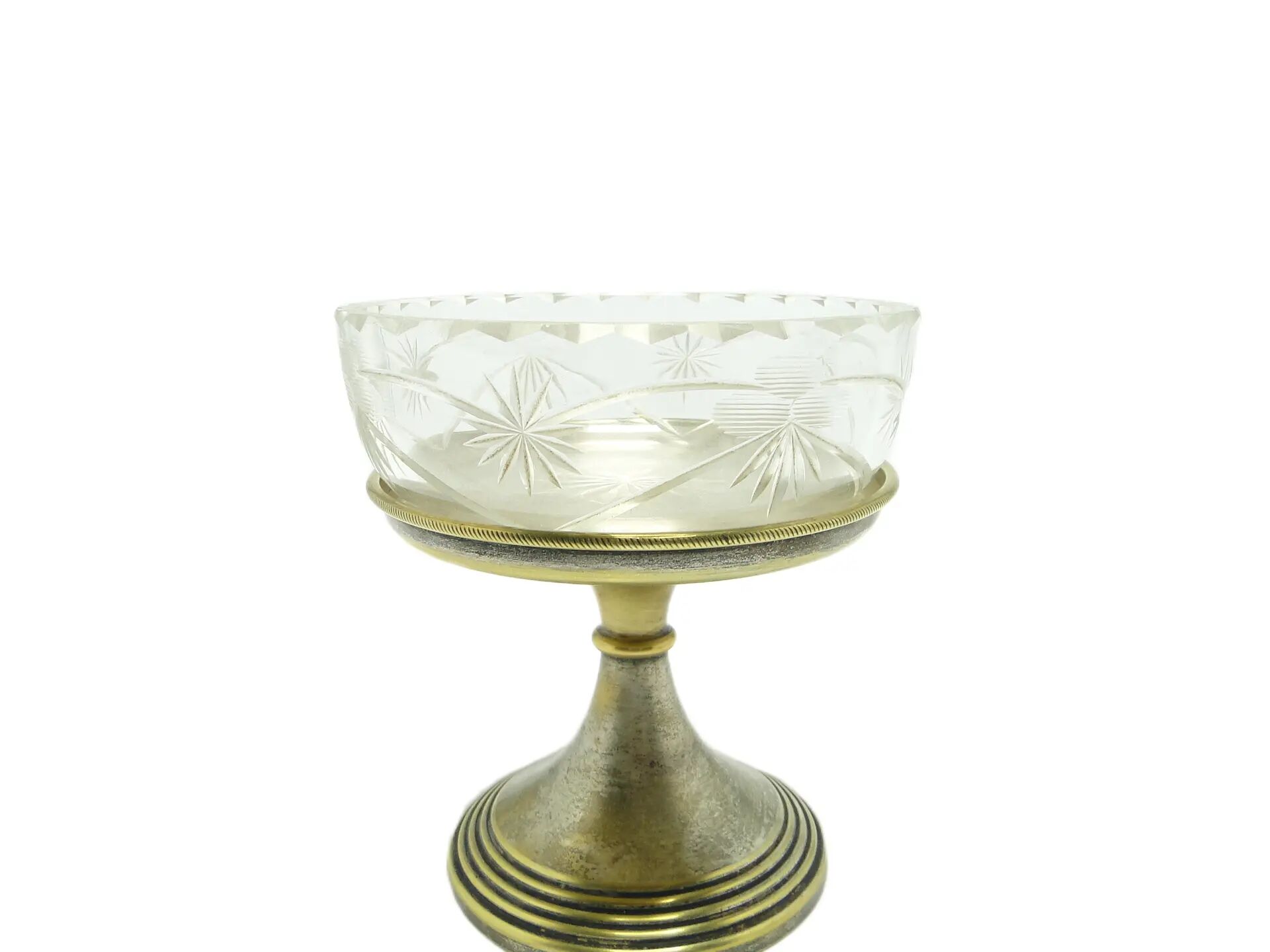 Sugar bowl, Art Deco, silver-plated brass, glass, Poland, 1930s.