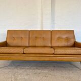 Vintage danish retro svend skipper 3 person sofa in light cognac leather