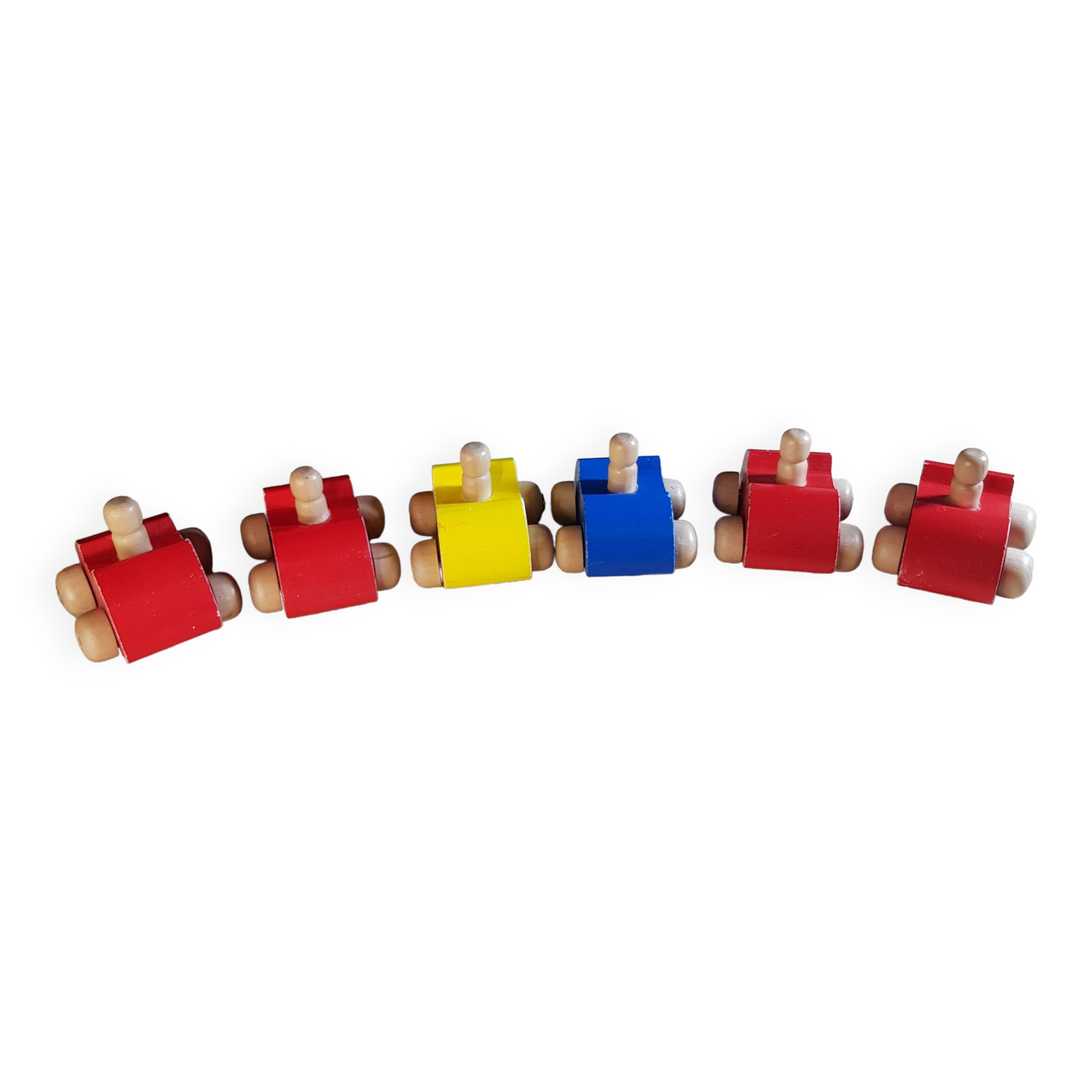 6 Little colorful wooden cars