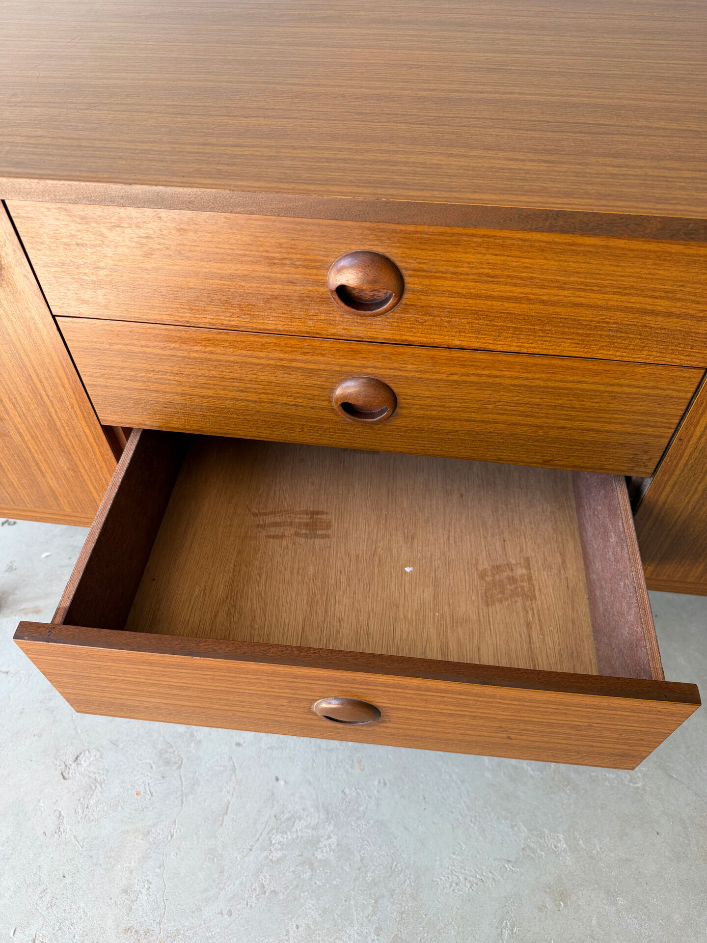Teak sideboard with Scandinavian design by Schreiber from the 1970s.