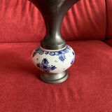 Delft vase porcelain and pewter