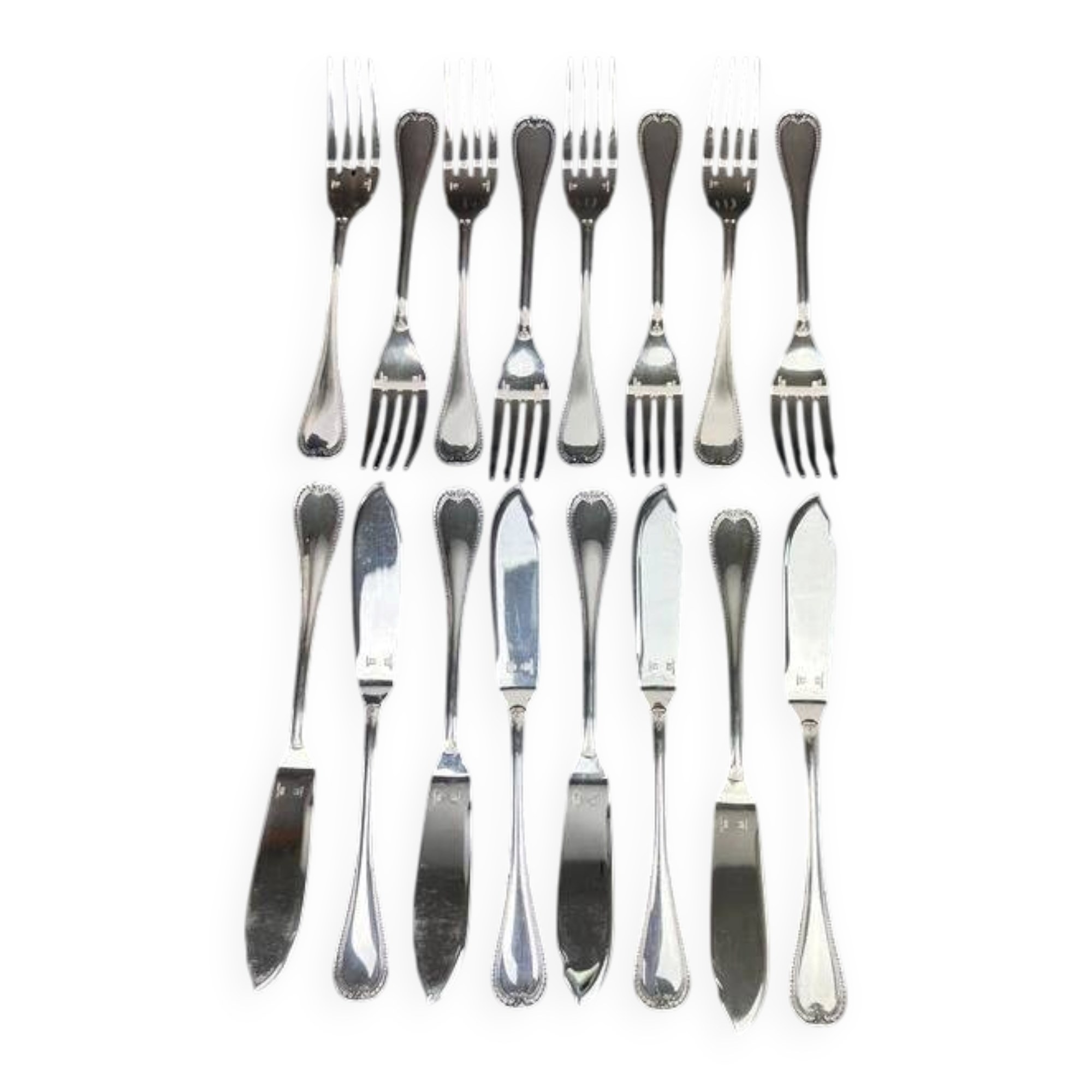 Christofle, Malmaison model, set of 8 fish cutlery.