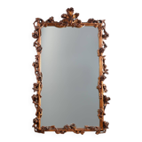 Romantic Wooden Mirror with Floral Details, France 1950s