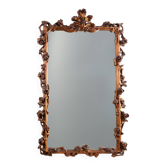 Miroir en bois romantique avec détails floraux, France années 1950