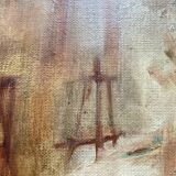 Oil painting on canvas signed “model in the workshop”