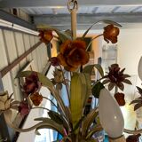 Flower painted metal chandelier