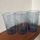 Set of 3 blue glasses with marine decor (anchor, rudder, sea)