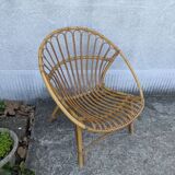 Wicker and bamboo armchair