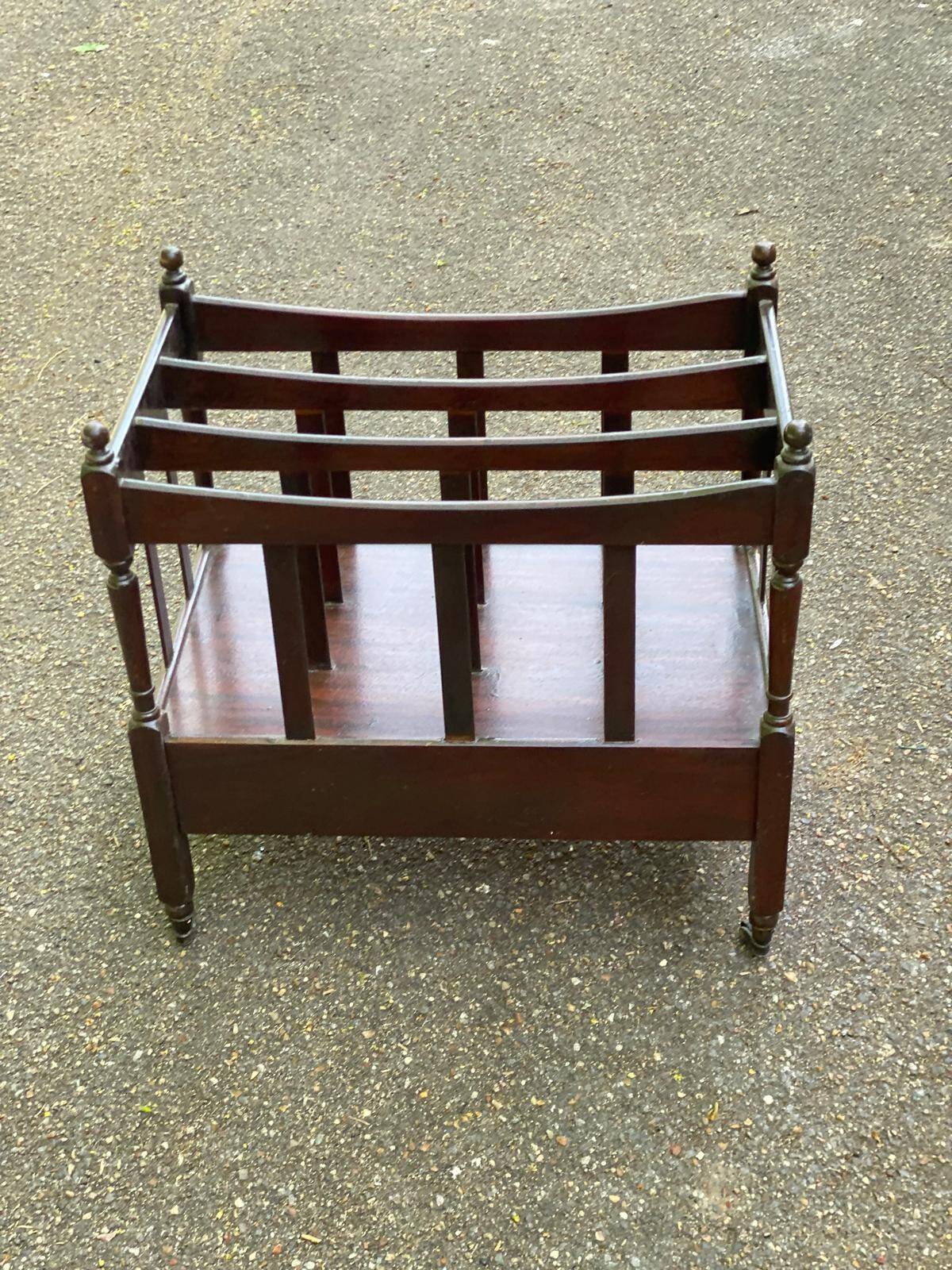 Vintage 19th-century Canterbury magazine rack made of solid wood.