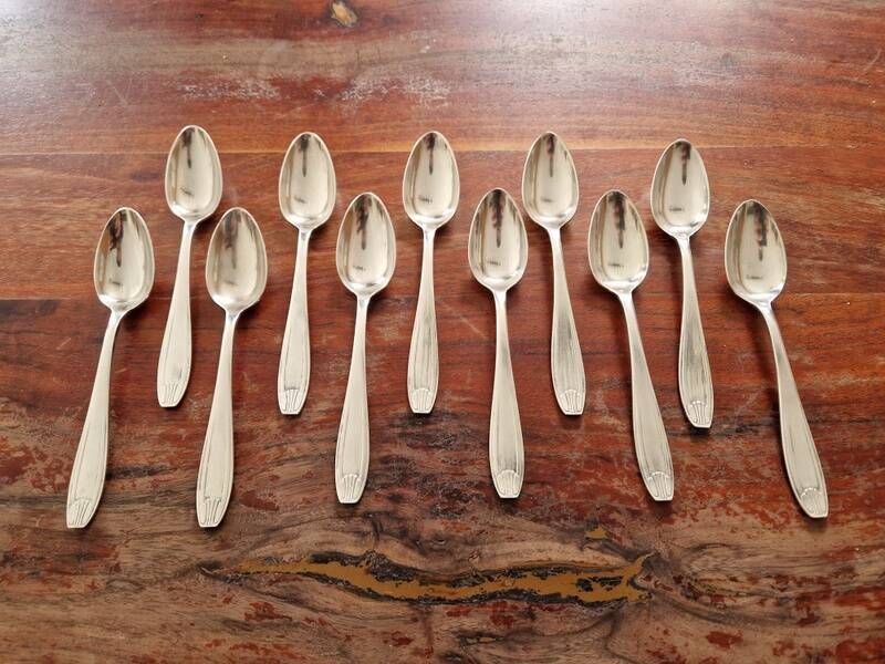 Gustave Roy Set of 11 small silver-plated coffee spoons Art Deco