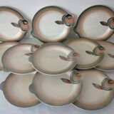 12 assiettes poisson Digoin Sarreguemines années 50