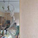 Panoramic mirror with etched parcloses in Art Deco style.