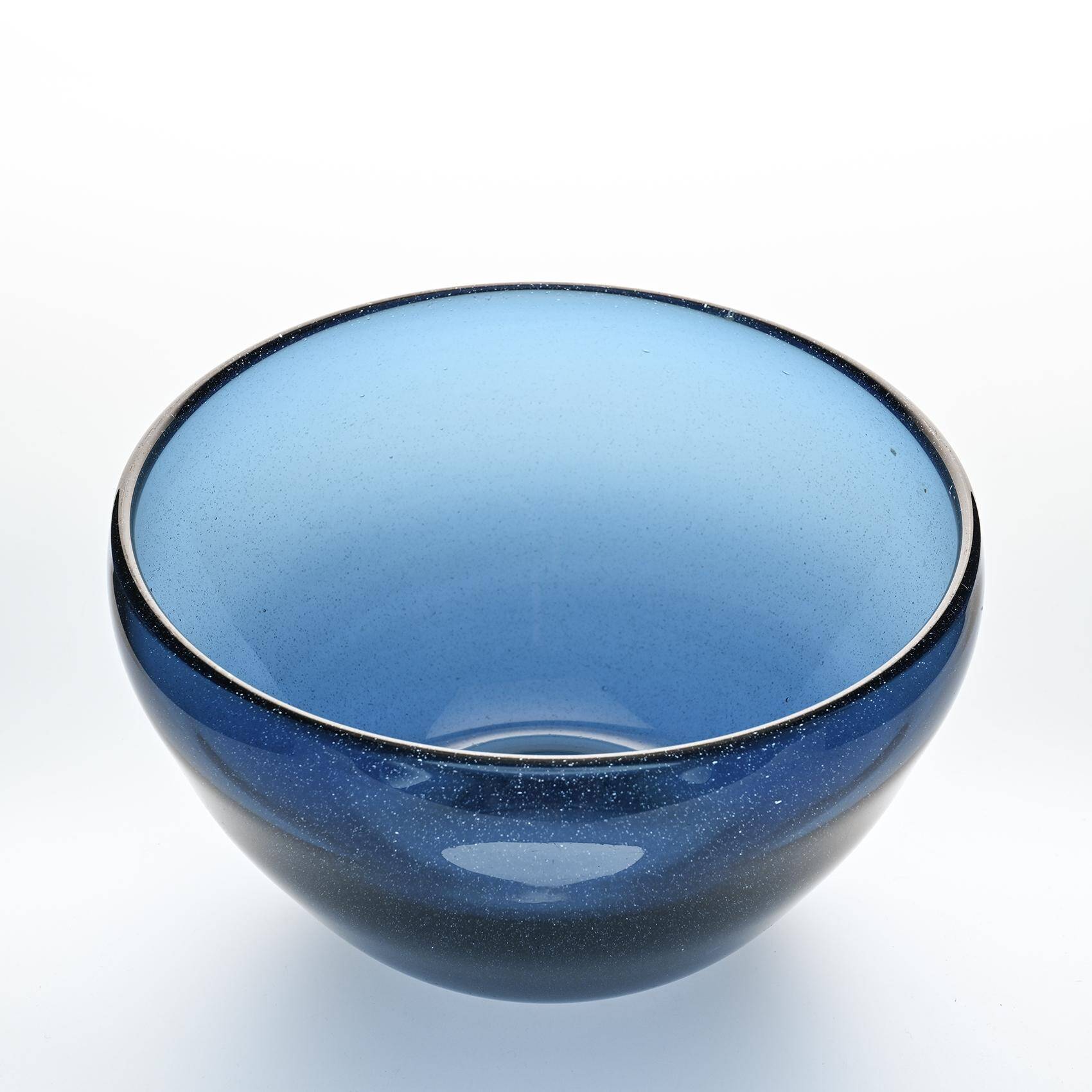 Blue blown glass bowl by Claude Morin, Dieulefit circa 1970