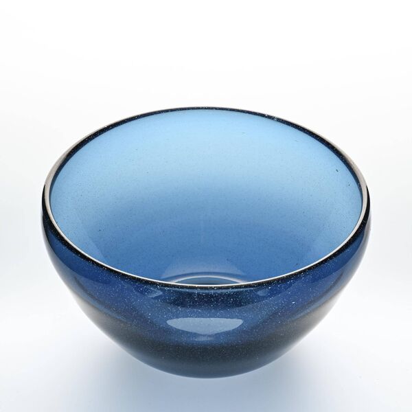 Coupe en verre soufflé bleu par Claude Morin, Dieulefit circa 1970