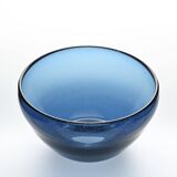 Blue blown glass bowl by Claude Morin, Dieulefit circa 1970