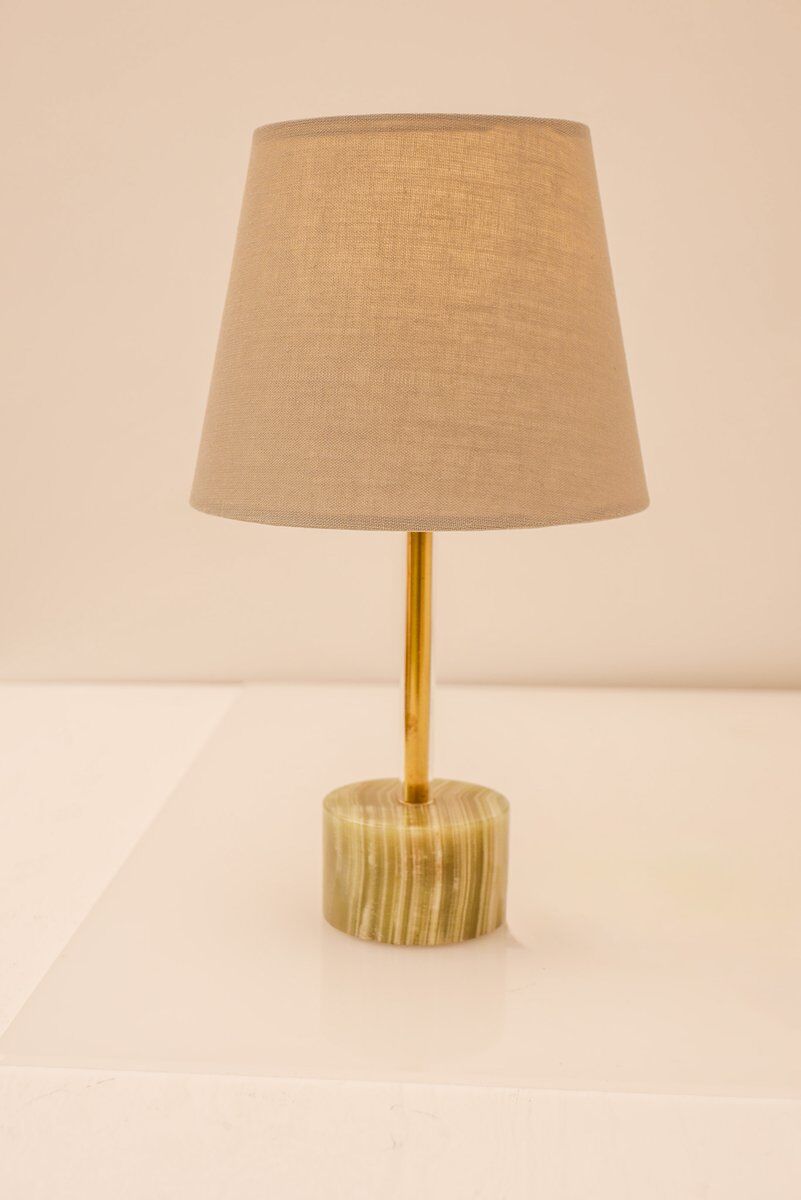 Mid-century modern Italian onyx and brass table lamps, set of 2