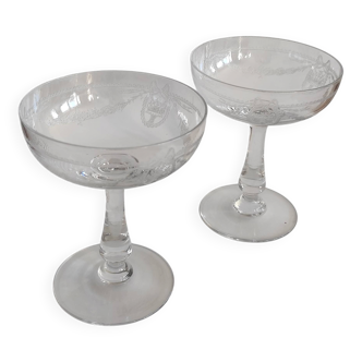 Crystal champagne coupes from Saint Louis.