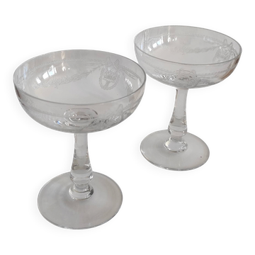 Crystal champagne coupes Saint Louis