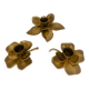 Set of 3 old brass candlesticks in the shape of flowers