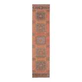 Tapis couloir vintage en laine et coton turc noué à la main marron 80x336