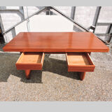 Bureau portugais en sapele du milieu du siècle, années 1960