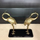 70s gilded brass wader console
