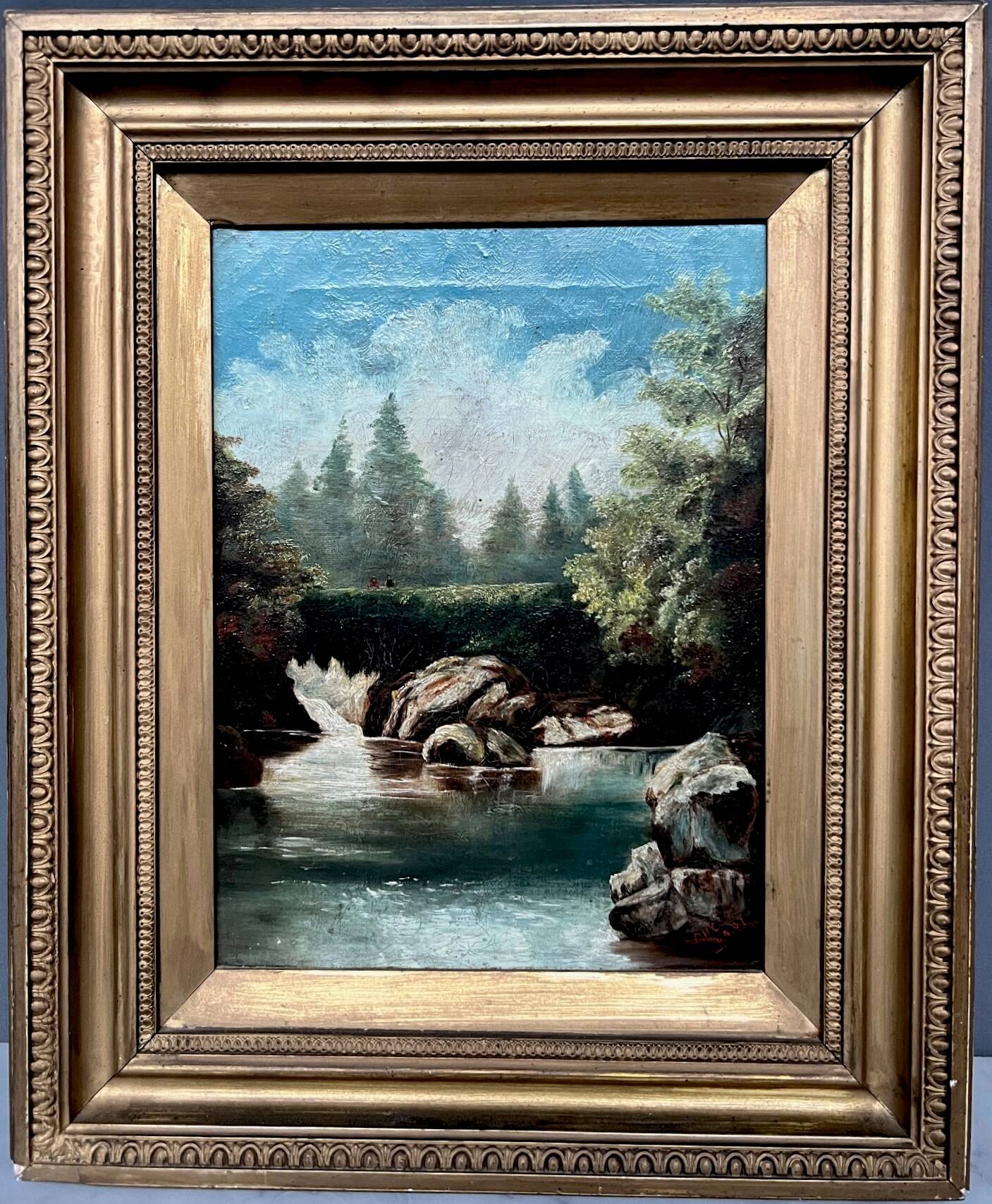 Painting "Ancient landscape". Oil on canvas.