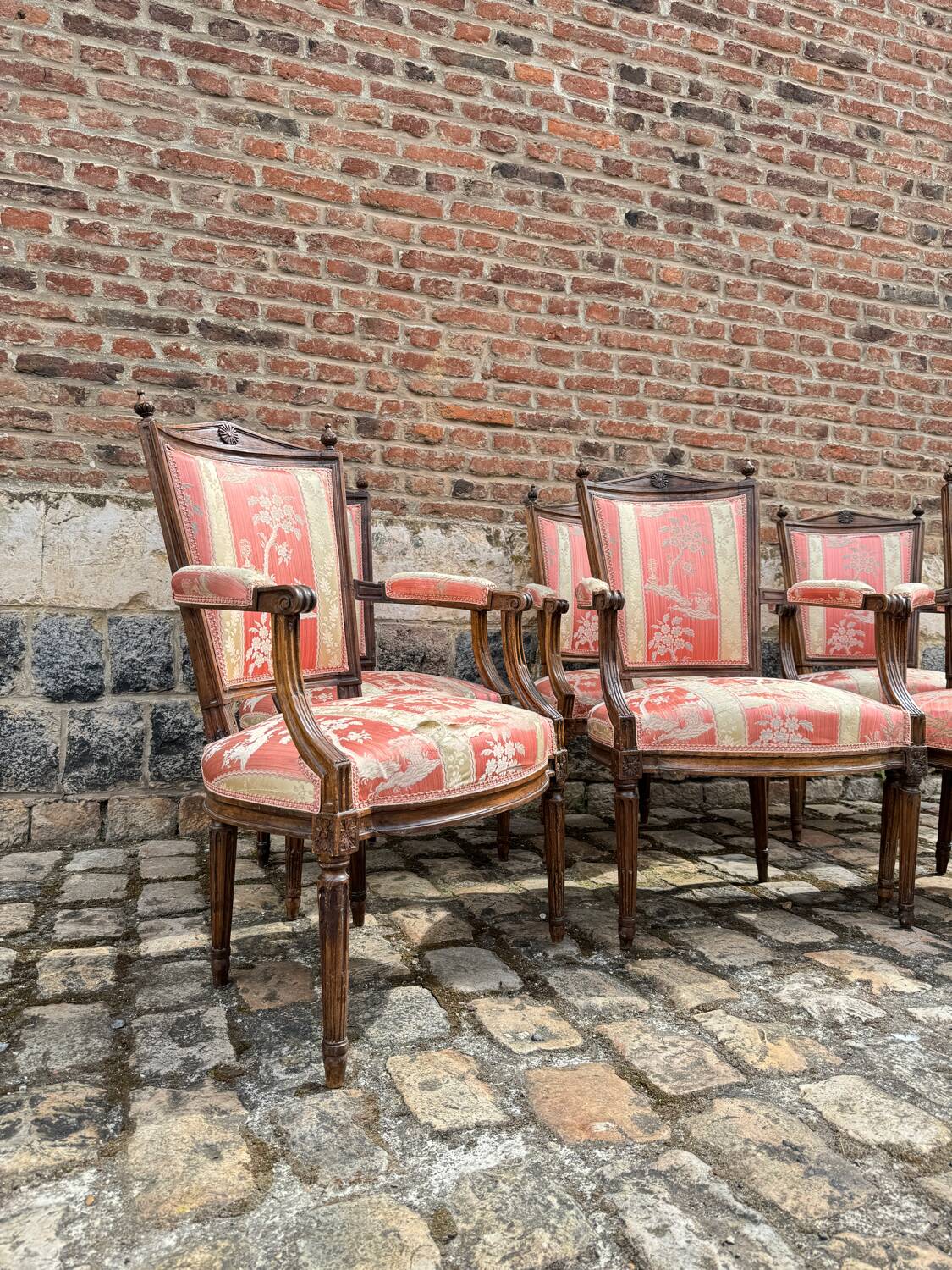 Suite Of Six Armchairs In Natural Wood From Louis XVI XVIII Eme Century