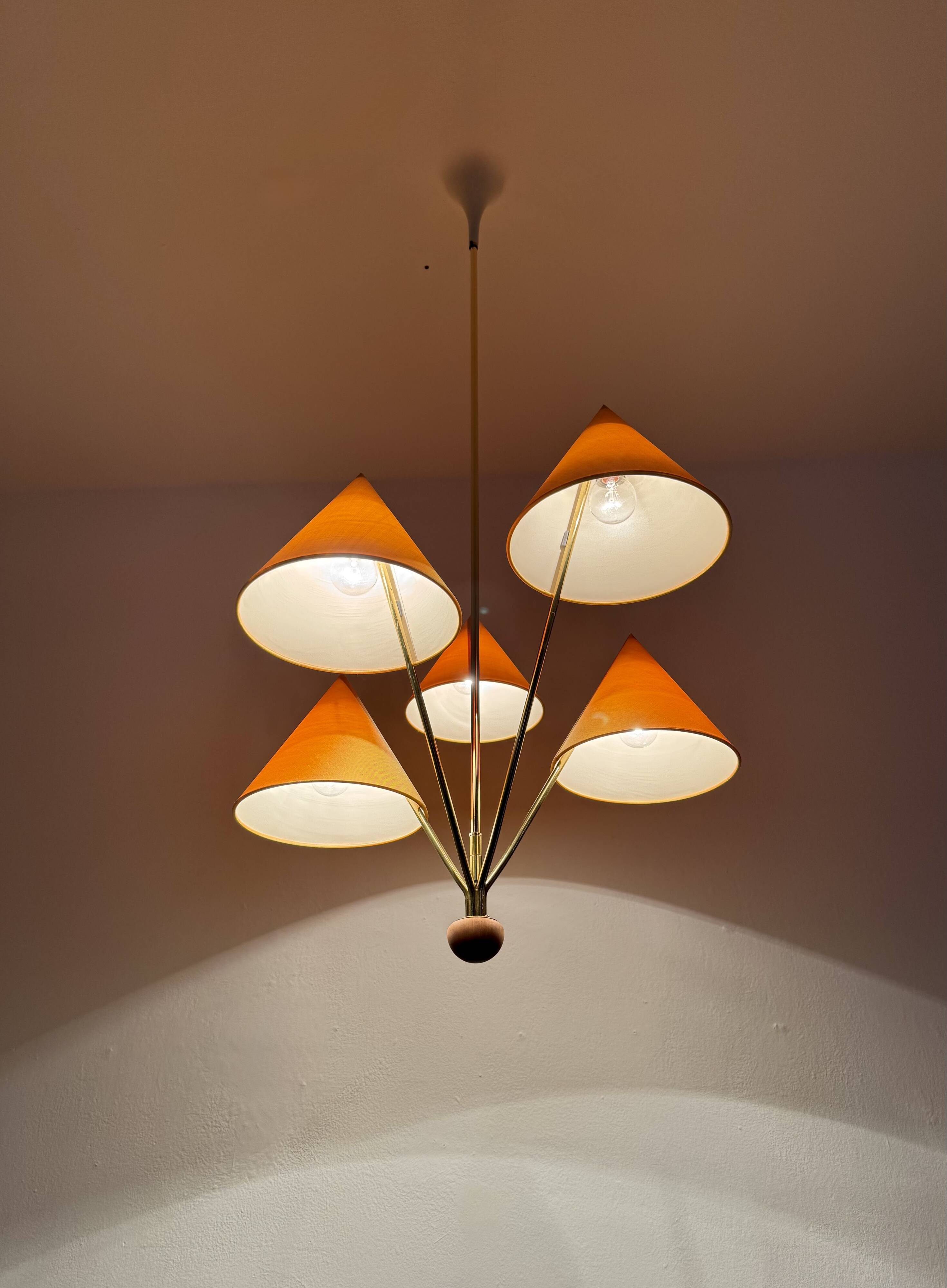 Beautiful Brass Chandelier by Rupert Nikoll