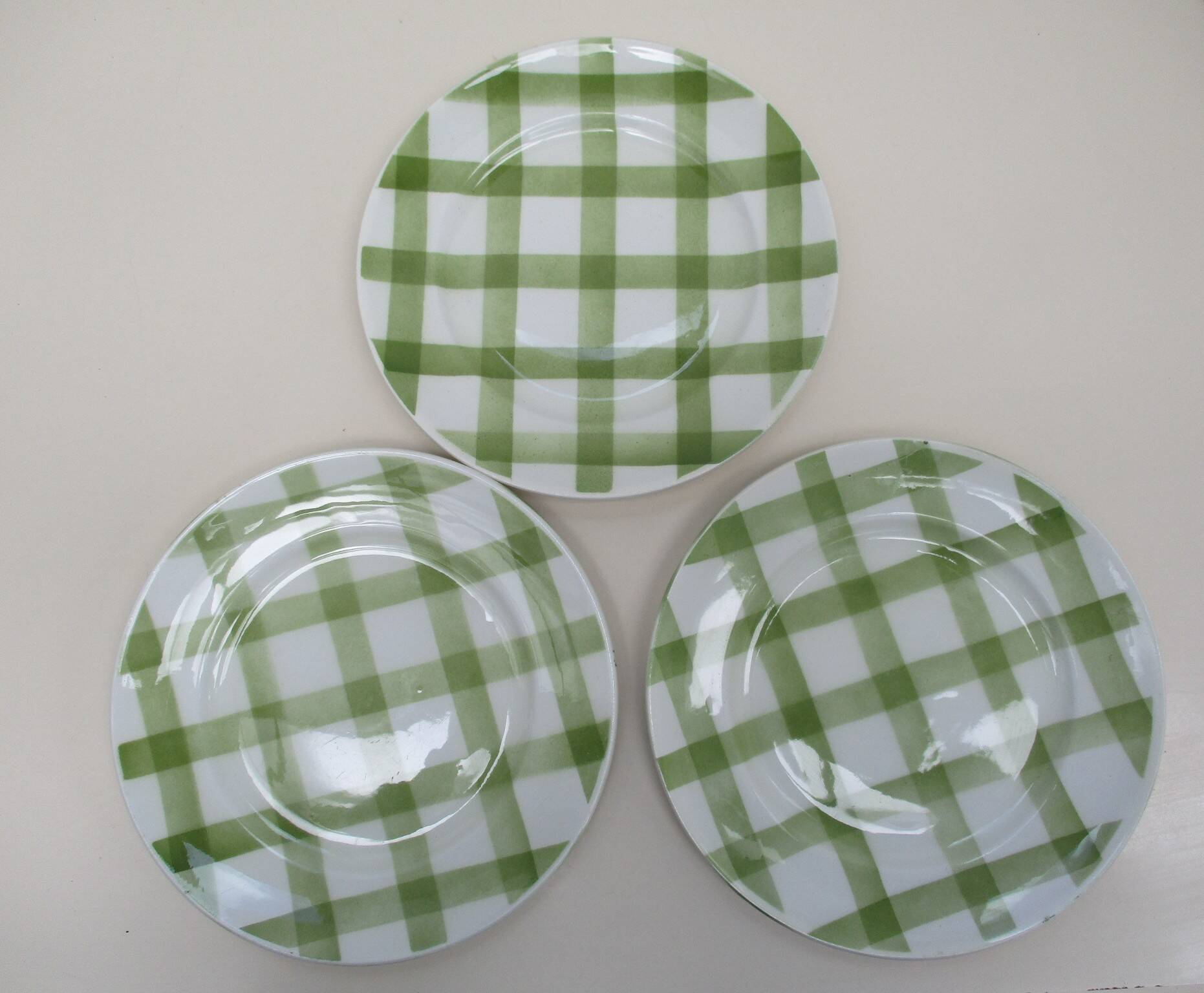 Dessert service Orchies Moulin des loups green tiles