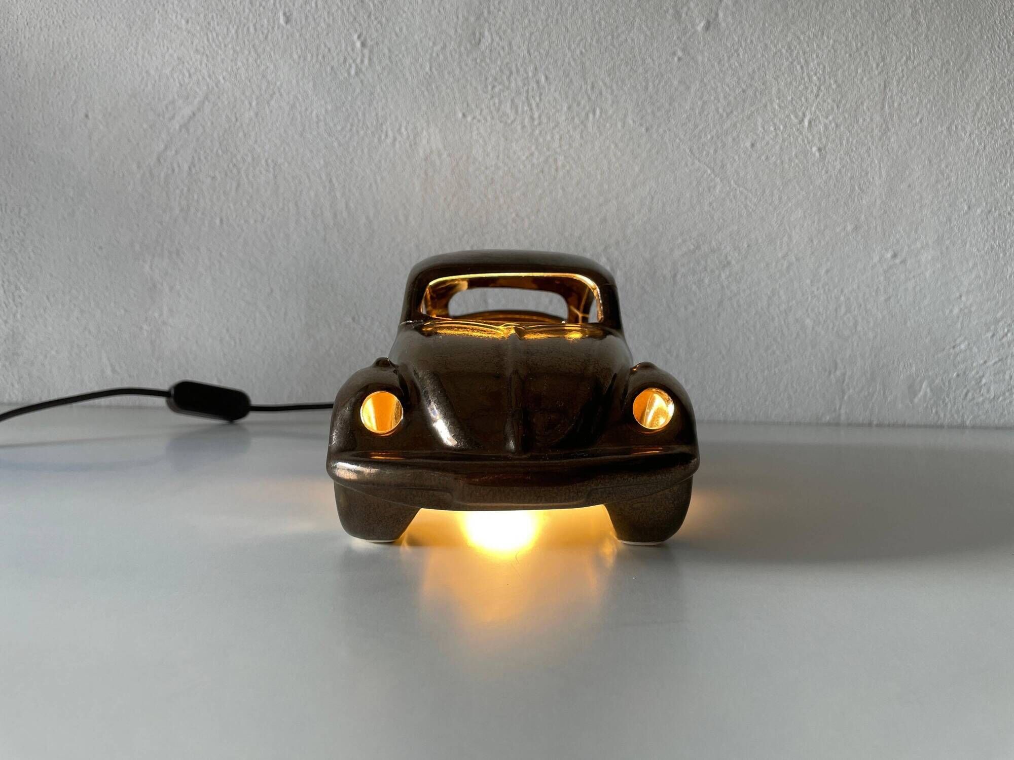Pan W. Goebel KG Volkswagen Beetle Desk Lamp Lovely Ceramic, 1970s, Germany