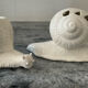 Pair of vintage Italian ceramic flowers and snails